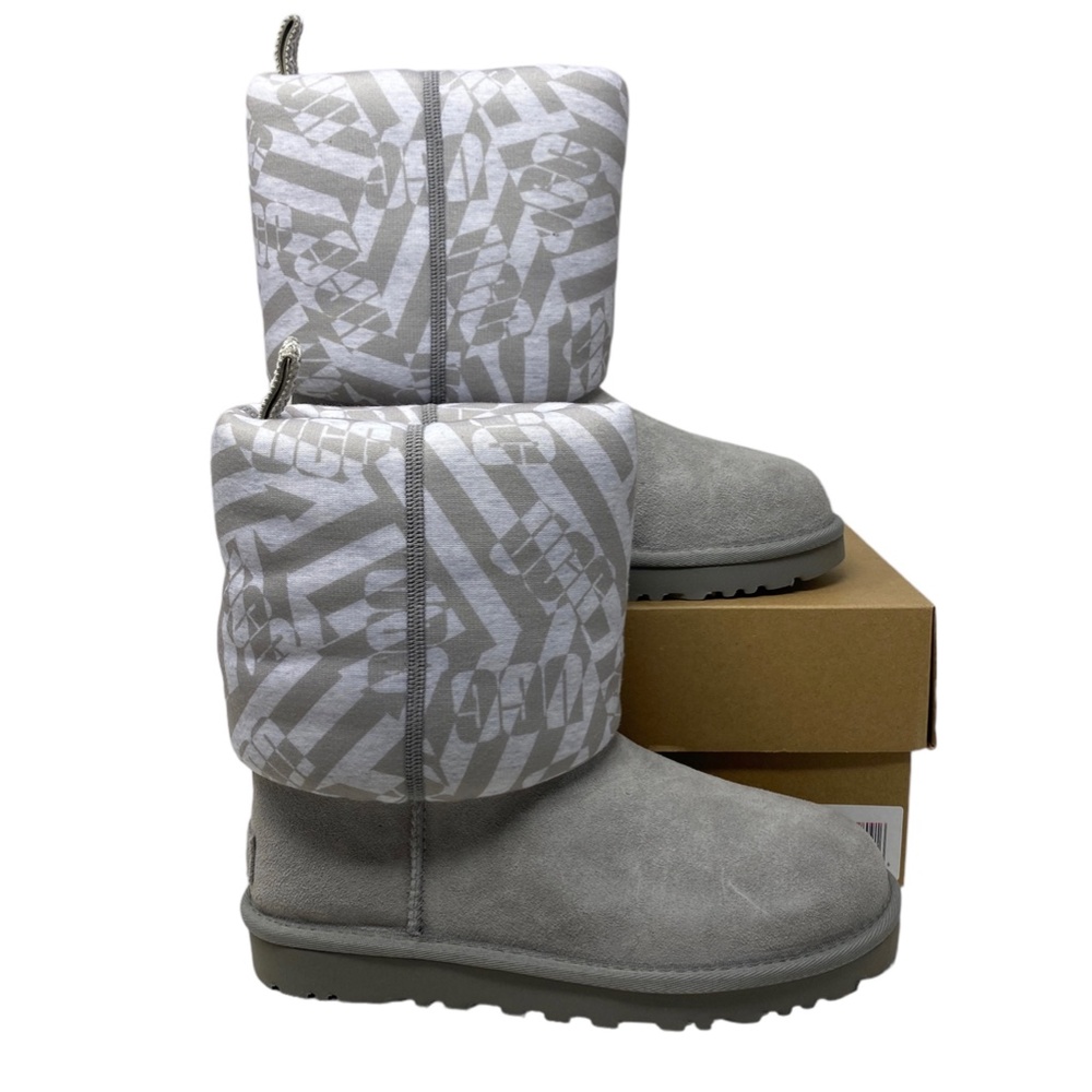 UGG Classic Short Jersey Stripe Gray Suede Boots Winter Women's Size 1138431 SEL - Picture 3 of 11